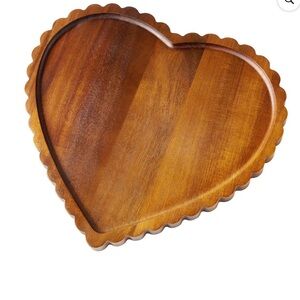Wooden Scallop Heart Charcuterie Tray, 13" x 12"